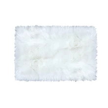 IALJ Top Super Soft Faux Fur Sheepskin Area Rug Shaggy Silky Plush Carpet White Faux Fur Rug for Bedroom Bedside Rugs Floor, 2