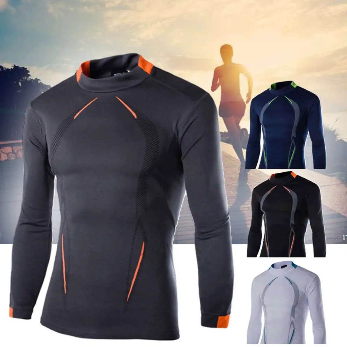 Buy Men's Sport Running Shirts Quick Dry Man Long Sleeve Basketball Soccer