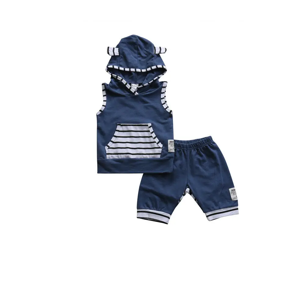 

2019 Toddler Baby Boys Girls Clothes Cotton Cute Striped Romper Jumpsuit Summer Sleeveless T-shirts Pants Outfits Set