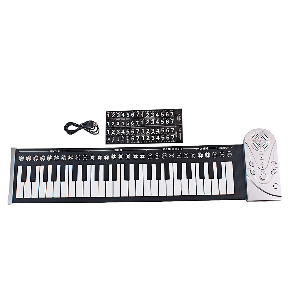 

49 Keys Silicone Foldable Electronic Digital Roll-Up Keyboard Piano With Speaker 32-Level Rhythm Control Electronic Organ