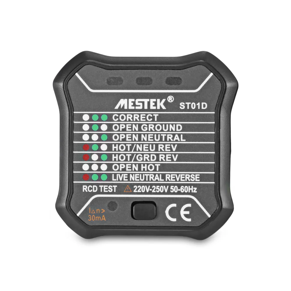 MESTEK ST01D УЗО/GFCI розетка электрическая розетка тест er ЕС штепсельная вилка тест утечки для Null обжига линии заземления провода электрическая утечка