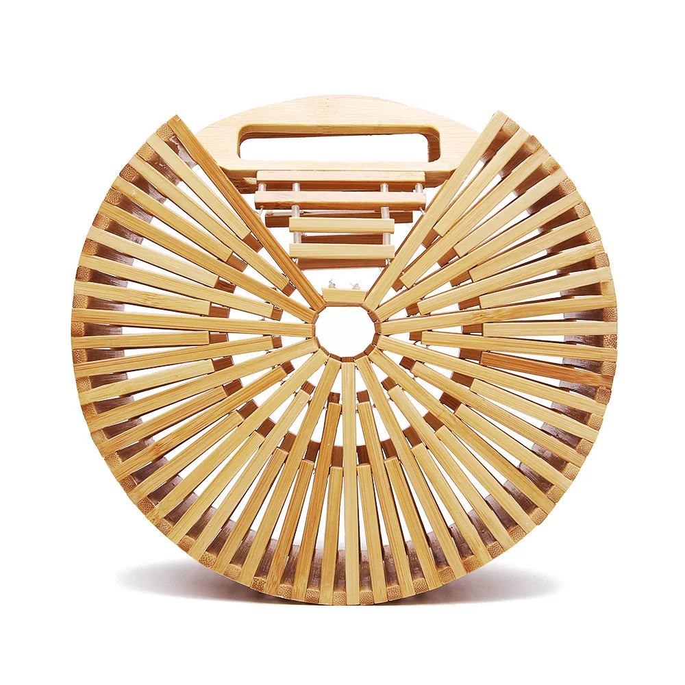 

Women Handbag Female Big Travel Vacation Totes Bamboo Handbag For Ladies Handmade Woven Straw Wood Beach Bag Summer Womens Purse