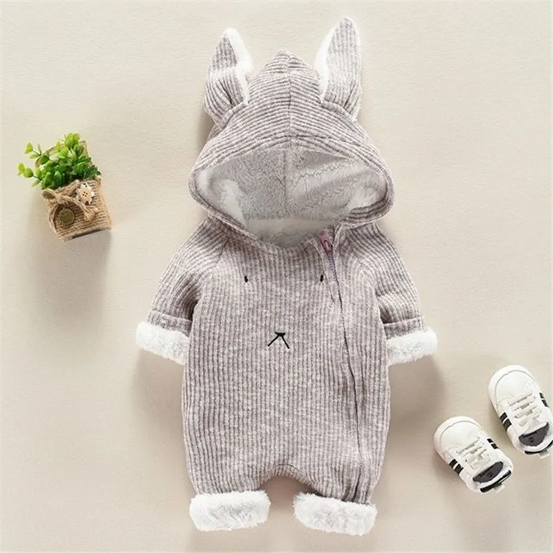 

0-24M Newborn Toddler Baby Boys Girls Clothes Rabbit Ears Hooded Long Sleeve Winter Spring Romper Jumpsuit Outfits Set Sunsuit