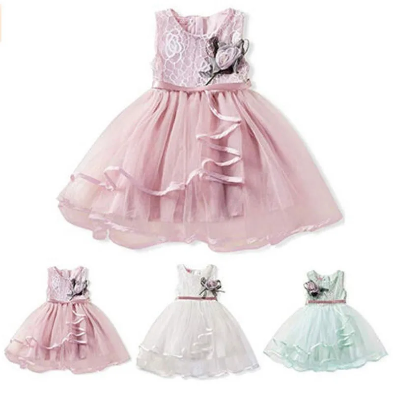 

Focusnorm New Fashion Flower Toddler Kid Baby Girl Sleeveless Dress Princess Pageant Lace Tutu Dresses