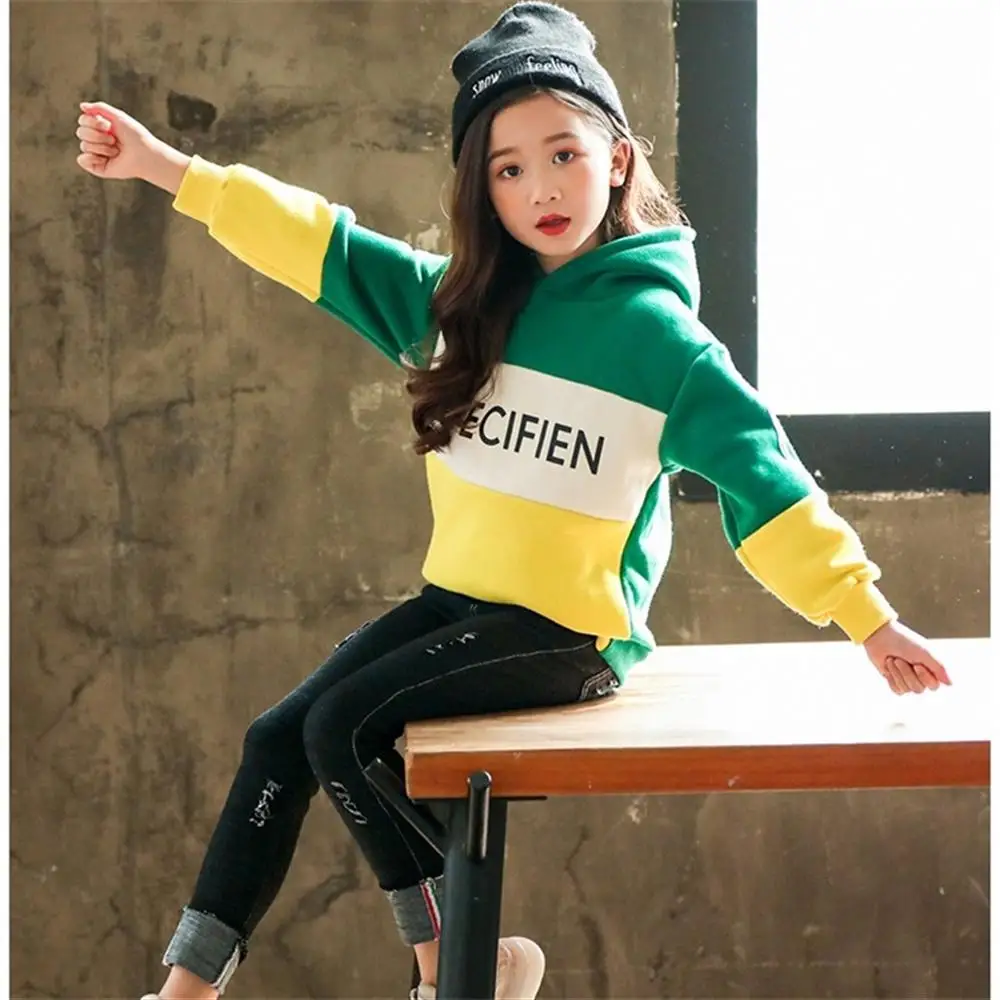

Girls Suit 2018 Autumn and Winter Velvet Girls Two-Piece Kids Sports Pullover Set