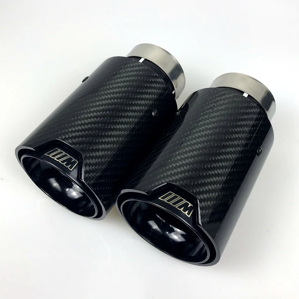 

Free shipping 1pcs Universal M LOGO Carbon Fiber Exhaust tips For M Performance exhaust pipe For BMW Exhaust tips Glossy Carbon
