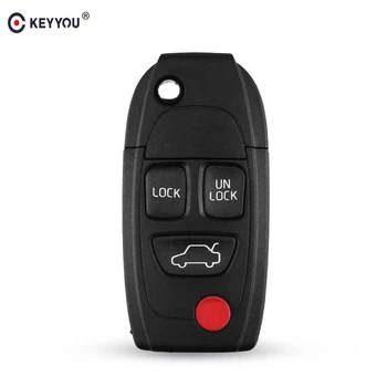 

KEYYOU 3+1 Buttons Remote Flip Folding Key Shell Case Fob Keyless For Volvo XC70 XC90 V50 V70 S60 S80 Key Auto Case Cover
