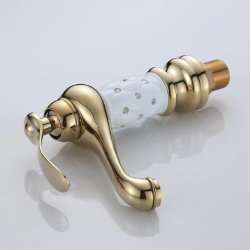 Online Becken Armaturen Messing Mit Diamant Bad Wasserhahn Gold Mischbatterie Klassischen Europäischen Einzigen Handgriff Hot   Cold Waschbecken Wasserhahn
