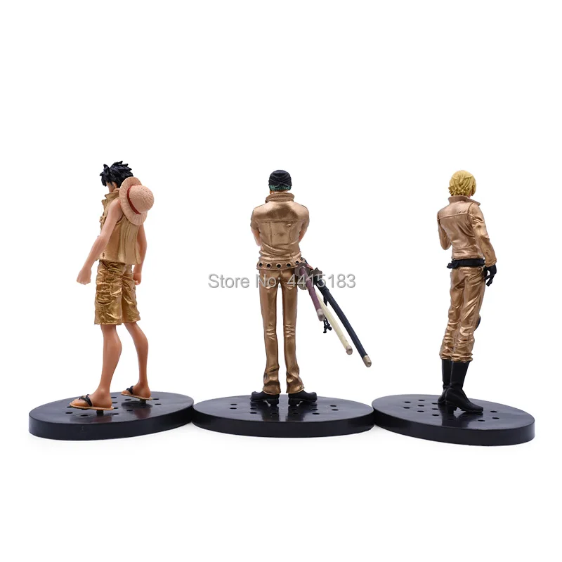 3 Styles Anime One Piece DXF Gold Luffy Roronoa Zoro Vinsmoke Sanji PVC Action Figure Doll Collectible Model Toy Christmas Gift