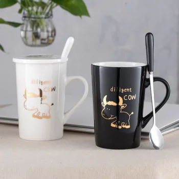 

Zodiac Creative Ceramic Coffee Mugs With Cover And Spoon Office Teacups Pretty Gift Box Packaging As Holiday Gift For Kid Groot