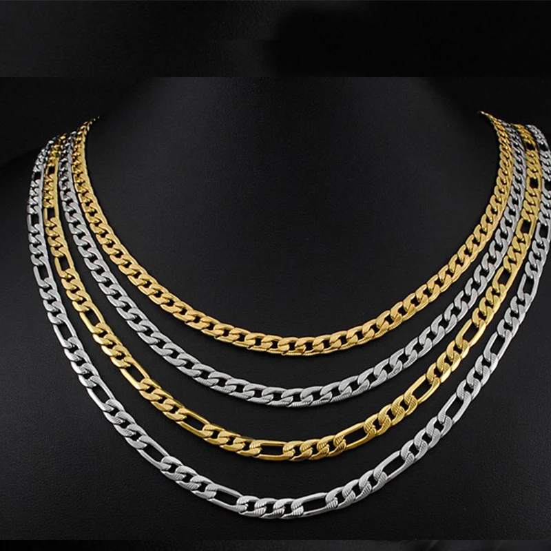 

2019 Figaro Stainless Steel Men's Custom Gold Necklace Chain Choker Necklaces Man Men's Long Erkek Kolye Hip Hop Jewelry gothic