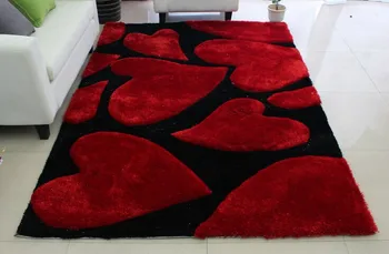 

Luxury Rectangle Heart Stretch Yarn Carpet Shaggy Long Hai Geometric Mat Living Room Seat Pad Fur Area Rug Home Decor