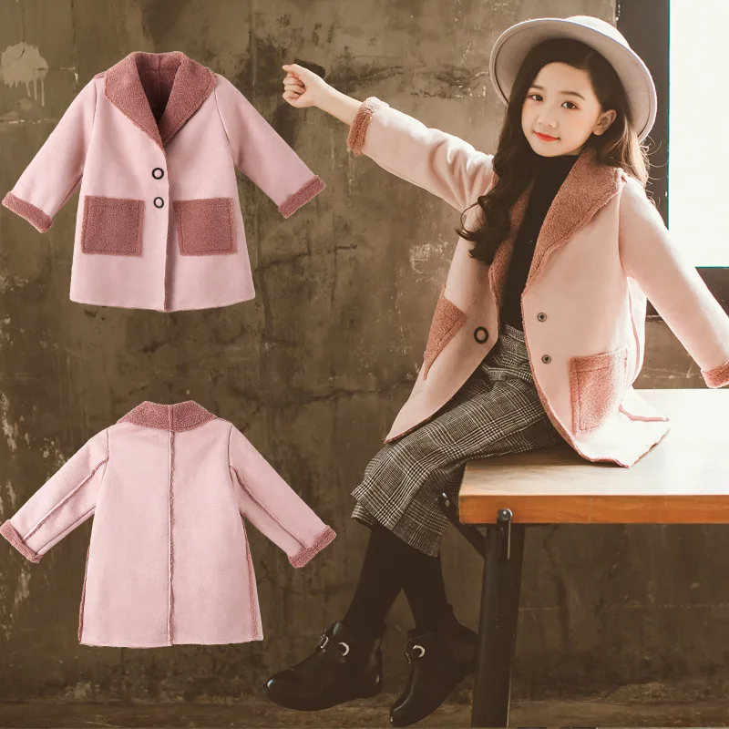 

Children's Garment Deerskin Overcoat Korean 2018 Autumn And Winter New Pattern Child Fashion Girl Windbreaker