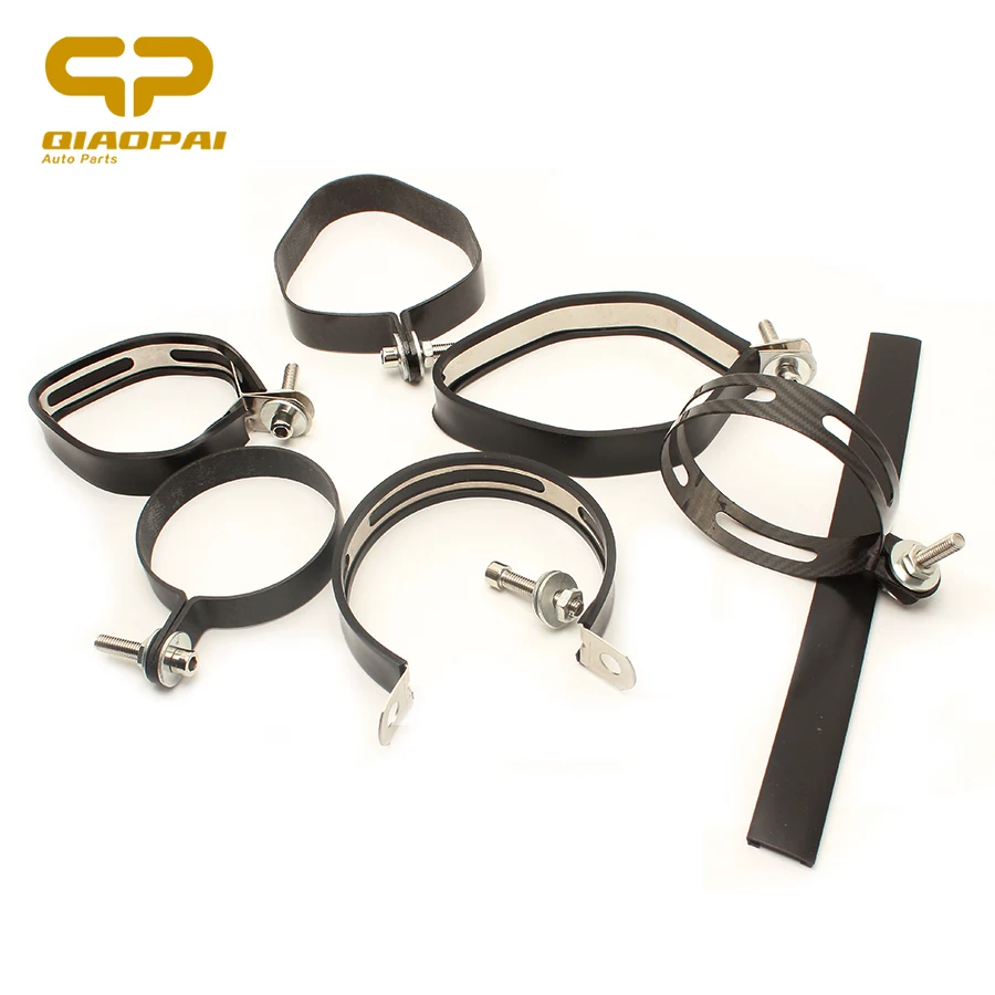 

Motorcycle Exhaust Pipe Carbon Fiber Clamp Stainlesss Steel Rubber Fixed Support Escape Moto Muffler Clamps For SC AKrapovic
