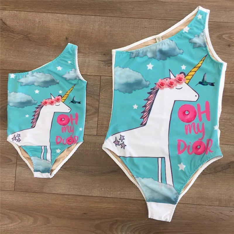 

2018 Family Toddler Baby Kid Girl Bikini Matching Unicorn Bodysuit Set Bathing Suit Swimwear Swimsuit Beachwear