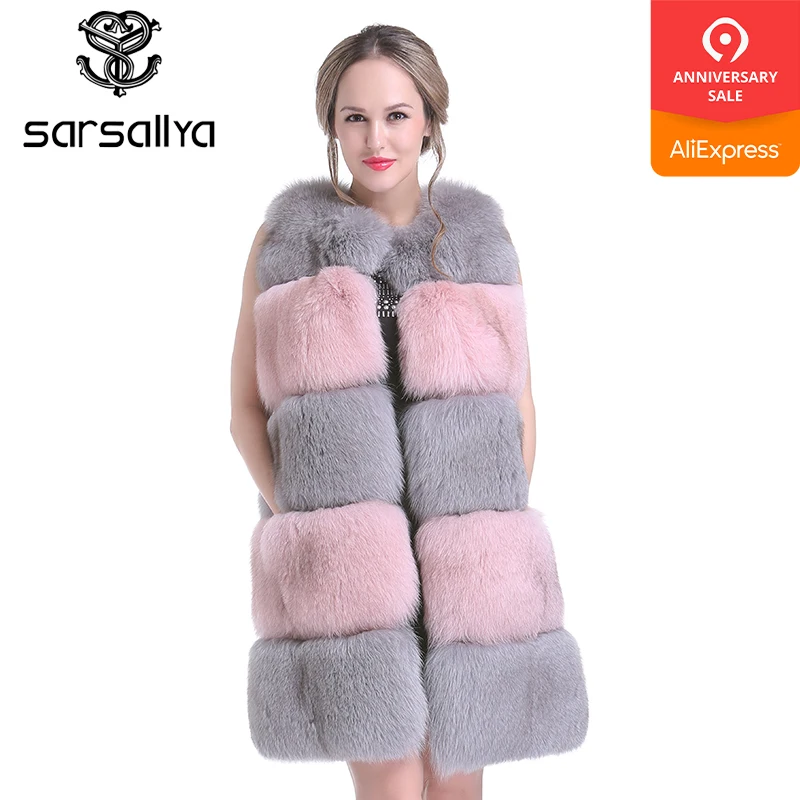 Renard Pardessus Sarsallya Fourrure Rayé En Style Réel Vêtements Veste Mode Femmes Nouvelles D'extérieur D'hiver De Multi WD9EHIe2Y