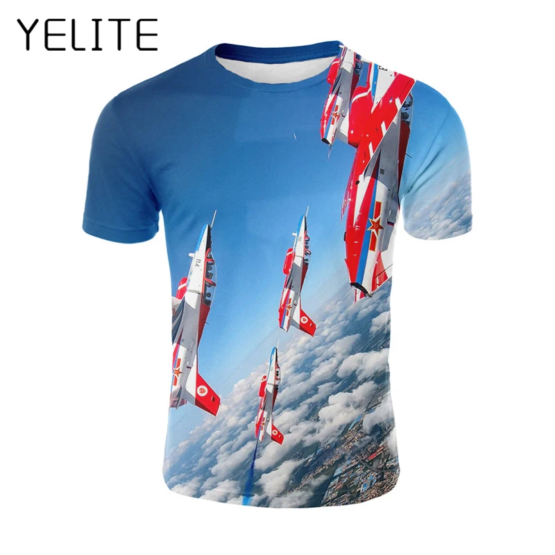 YELITE китайский самолет 3d принт футболка новинка мужская летняя уличная мода Homme