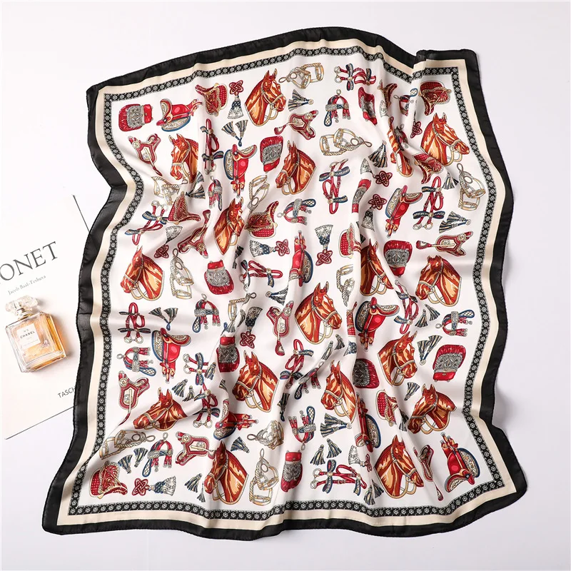 2019 New Women's Silk Scarf Square Headscarf Soft Shawls Wraps Fashion Print Small Office Scarf Hair Scarf Hijab Foulard Bandana