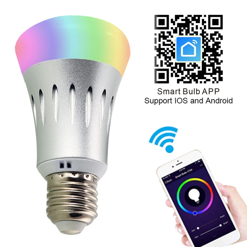 

7W Wireless WiFi Remote Control Smart Dimmable LED Bulb E27 RGB Timing Function Voice Control Light For echo Alexa Google Home