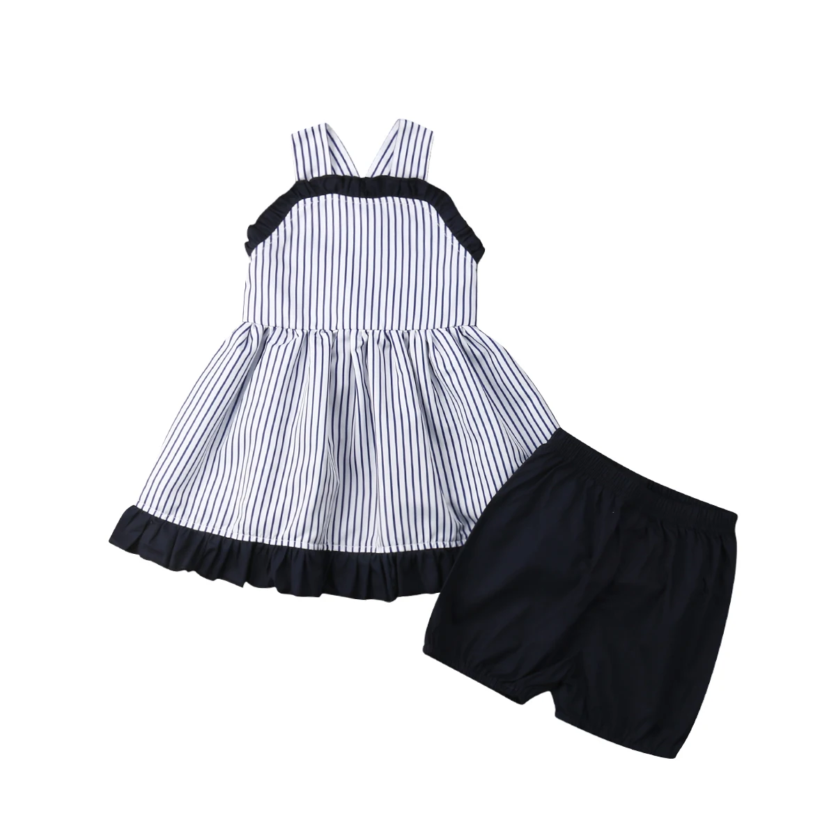 Toddler Baby Girl Striped Summer Casual 2Pcs Clothes Ruffle Tops+Pants Outfits