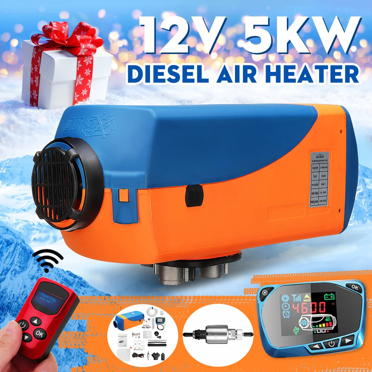 

Car Heater 5KW 12V Air Diesels Heater Parking Heater With Remote Control LCD Monitor For RV, Motorhome Trailer, Trucks, Boats