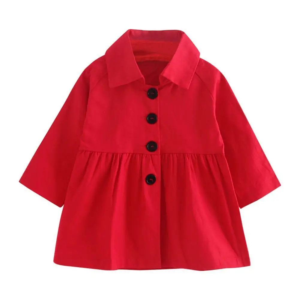 

Baby Girls Casual Trench Coat Dress Wind Jacket Slim Fit Outwear Cute Plain Mini