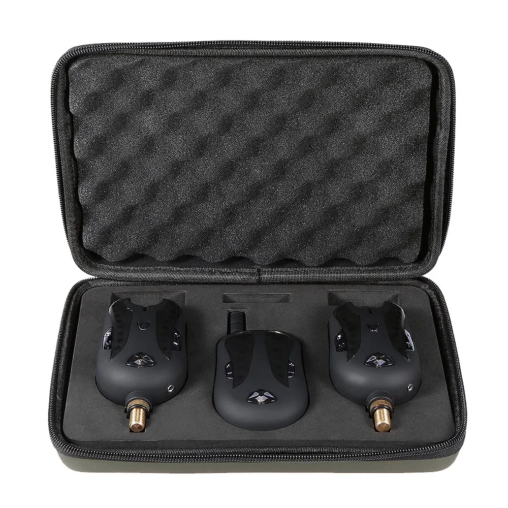 

HOT-Fishing Bite Alarm Set 2 Alarms + 1 Receiver Wireless Digital Fishing Bite Alarm Fishing Receiver Kit With Portable Case