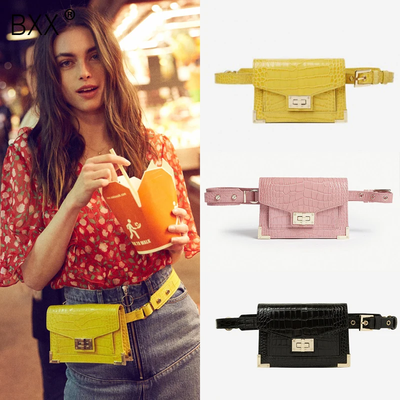 

[BXX] 2019 Fashion Women Single Shouler Croobody Bag All-match Crocodile Pattern Chest Waist Bag Mobile Phone Package HE674