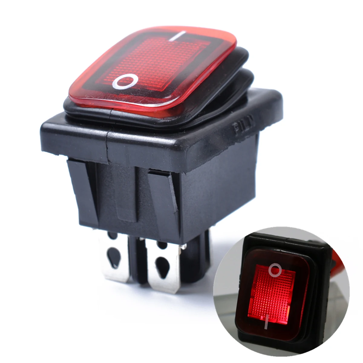 

Rocker Toggle Switch On-Off-On 4 Pins 12V DC Car Boat Automobiles Waterproof LED Latching Switches (Red Light)