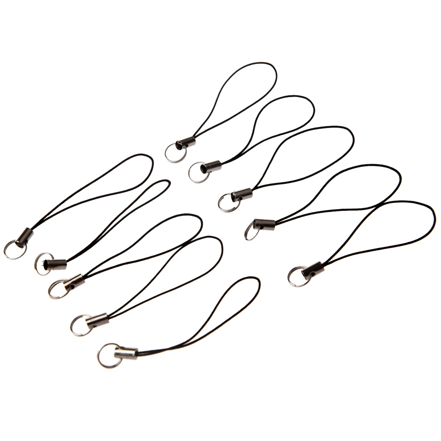 

Cell Phone Strap Black/ Silver Tone Split Ring (10)-Hot