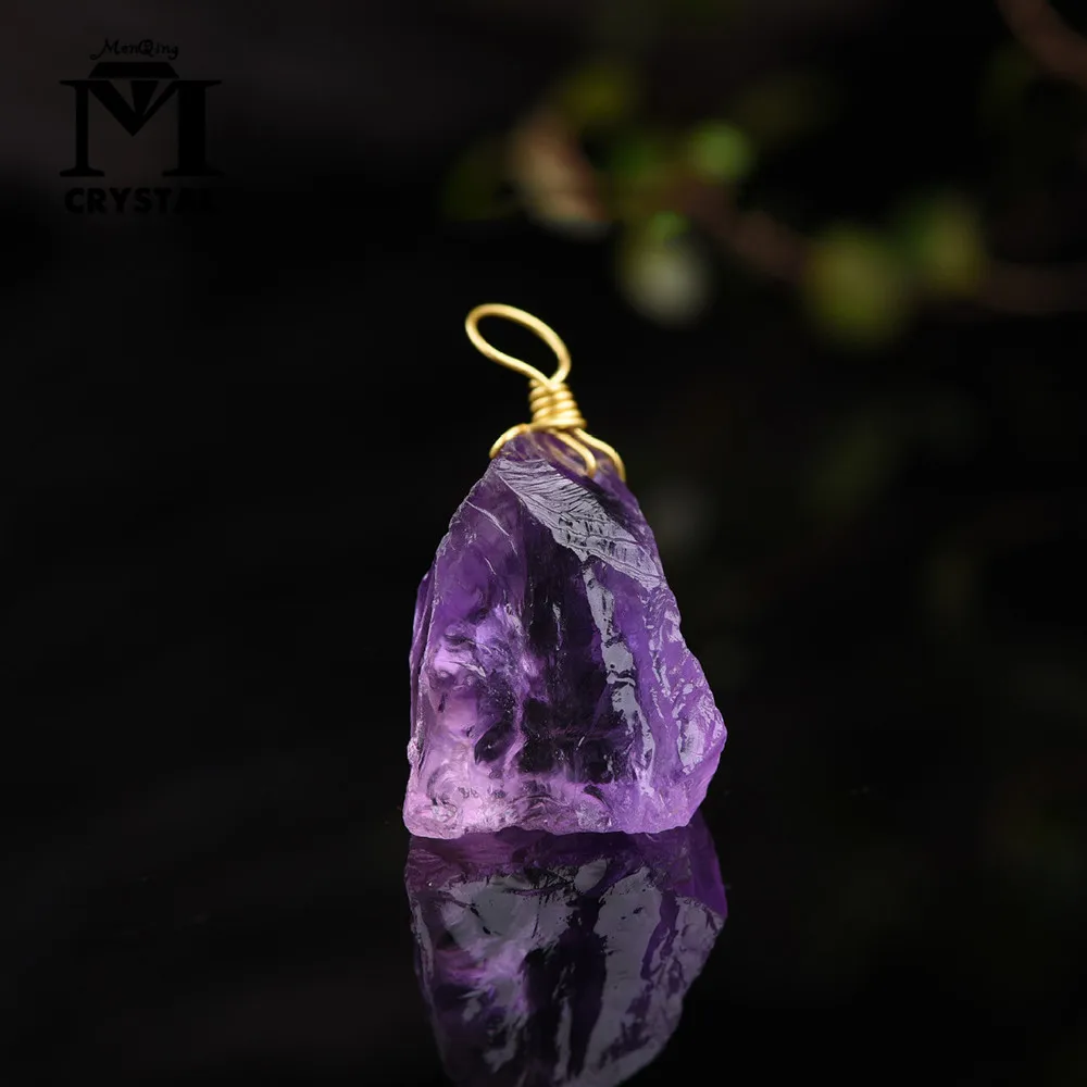 

Natural Amethyst Quartz Raw gemstone Pendant purple rough crystal stone Necklace Jewellery Natural point Stone Healing