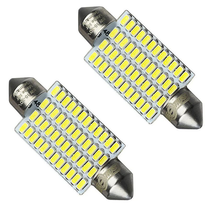 2 шт. 42*17*9 мм 12~ 24 V 3014-48SMD 570LM 578 211-2 212-2 Белый светодиодный автомобиль интерьерные лампочки