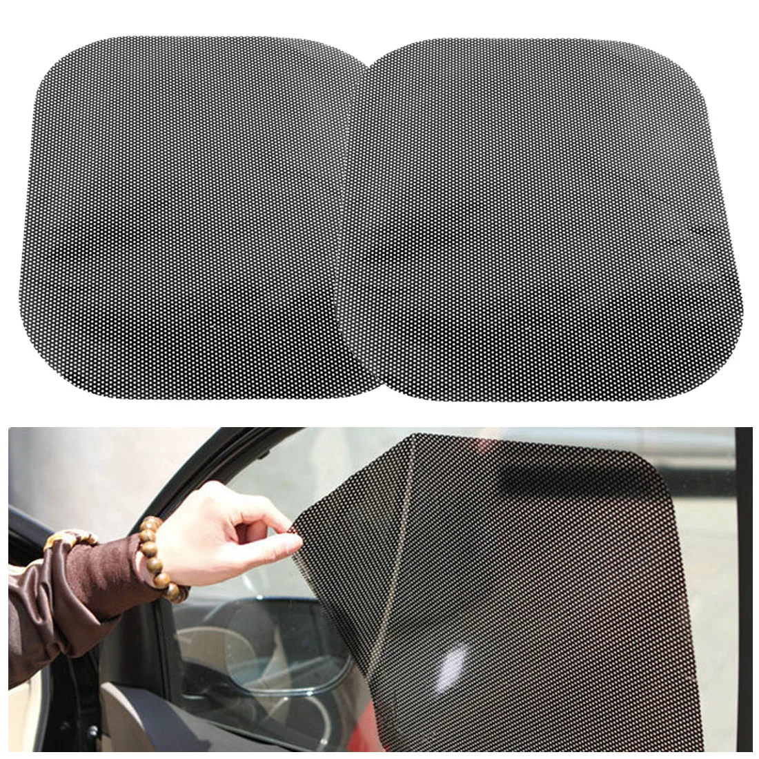 

2pcs Summer Car Auto Side Window Mesh Film Curtain Windshield Net Sun shade Visors cover Sticker UV Protection Black
