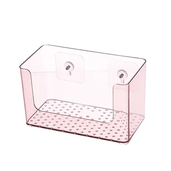 

Simple And Transparent Wall-Mounted Storage Box Self Adhensive Wall Storage Case Home Hanging Organizer