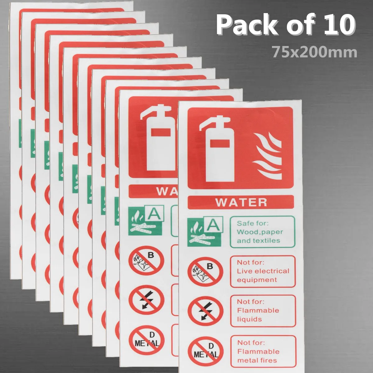 10 шт. 75 мм x 200 воды для огнетушителя ID стикеры знак Предупреждение самоклеющиеся