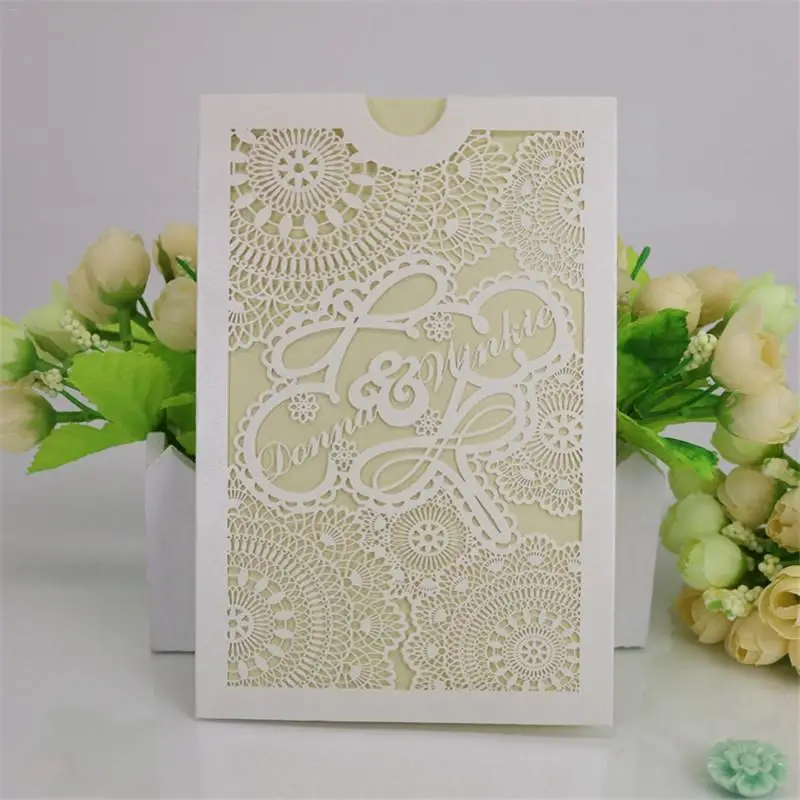  10PCS New Retro Folding Design Hollow Invitation Card Party Invitation - 32972126331