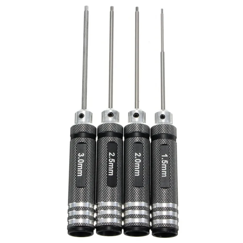 

Black 4Pcs/set Hex Screwdriver HSS Titanium H1.5/H2.0/H2.5/H3 Tool Set for RC Drones FPV Quadcopter Installation Repair DIY