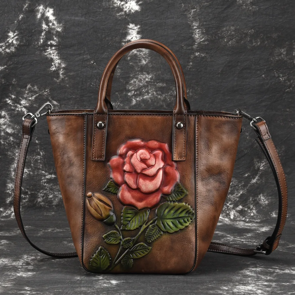 Luxury Women Handbags Cow Leather Shoulder Bag 2019 Red Buckets Bag