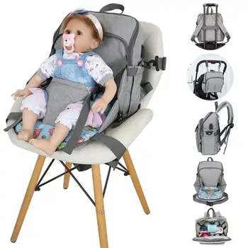 

Folding Waterproof Mummy Diaper Handbag Dining Seat Chair USB Port Maternity Nursing Baby Nappy Backpacks