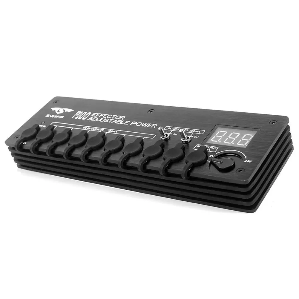 

HOT-Swiff P100 Electric Guitar Mini Ultra-thin Effect Device Voltage Adjustable 9-24V Power Supply 9 Isolated DC Output 9V 12V