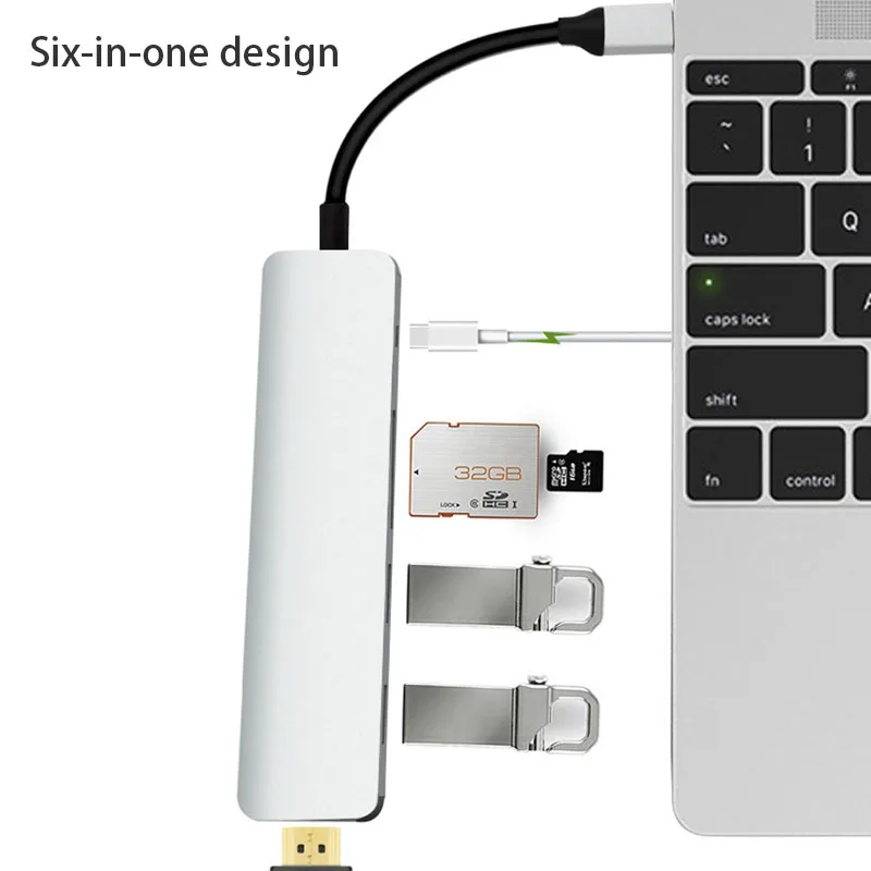 6 в 1 USB Type C к HDMI 3 0 адаптер конвертер зарядный концентратор SD/TF карта док станция
