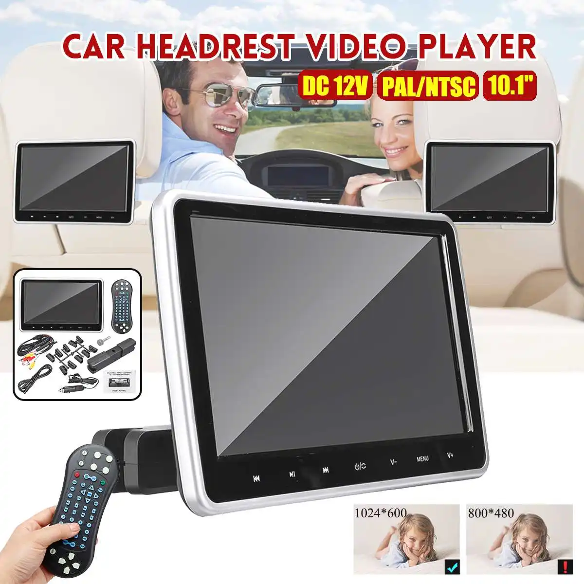 

10.1 Inch Car Headrest Monitor DVD Video Player USB/SD/HDMI/IR/FM TFT LCD Screen Touches Button Game Remote Control