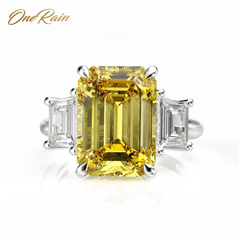 

OneRain Vintage 100% 925 Sterling Silver 10 * 14 MM Citrine Sapphire Ruby Aquamarine Wedding Engagement Couple Ring Jewelry 5-12
