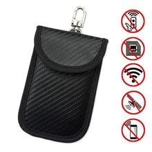 1pc New Carbon Fiber Anti-Theft Black Car Key Bag RFID Signal Blocking Car Remote Key Cover Pouch Case Bag rfid car key pouch black electromagnetic blocking shielding double layer key case bag with key ring anti lost leather