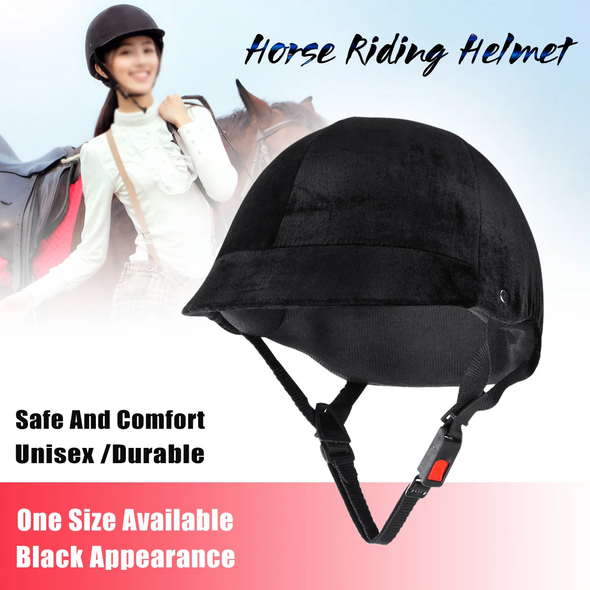 Adjustable Horse Riding Helmet Equestrian Helmet Black Half covered