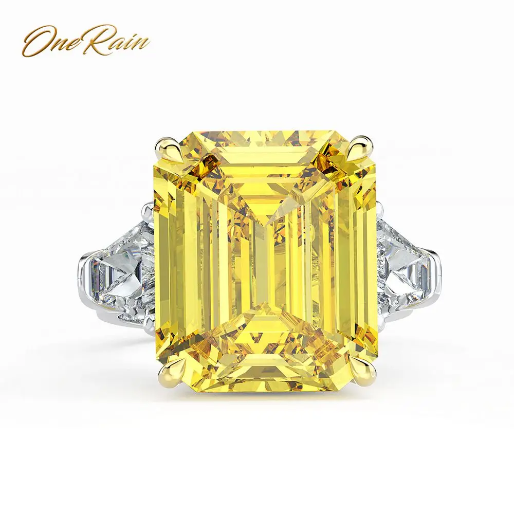 Onerain Clássico Prata Esterlina 14*16mm Moissanite Casamento Noivado Cocktail Casal Anel Jóias Tamanho 5-12 100% 925