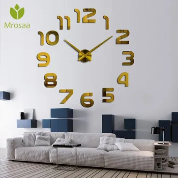 

Hot Clock Watch 3D Frameless Wall Clock Modern Mute Large Mirror Surface DIY Room Home Office Decorations Room Quartz Needle