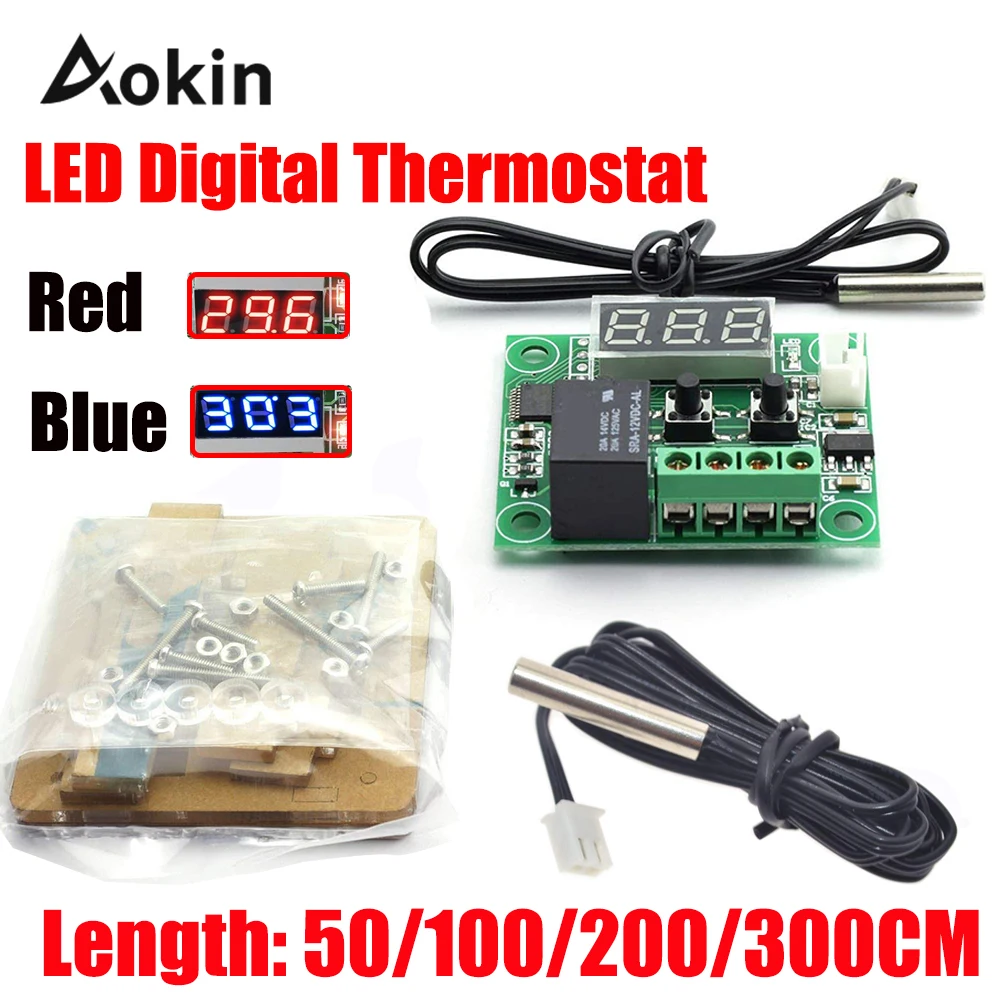 

W1209 LED Digital Thermostat Temperature Sensor Control Thermometer Thermo Controller Switch Module Waterproof DC 12V with Case