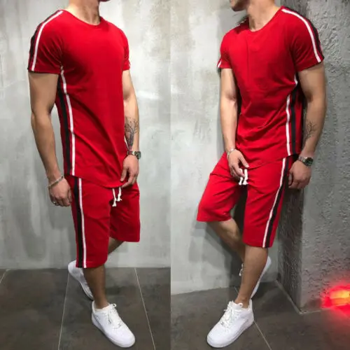 Striped 2019 Summer New Men's Shorts Casual Suits Sportswear Mens Clothing Man Sets Pants Male sweatshirt Men Brand Clothing