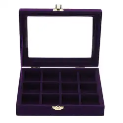 Модный бархатный стеклянный ювелирный дисплей коробка лоток держатель коробка для хранения Органайзер